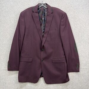 Van Heusen Studio Blazer Mens 44L Purple Sport Coat Suit Jacket Elbow Patches